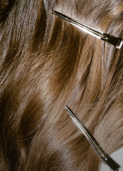 Hair sections styled for body and volume
